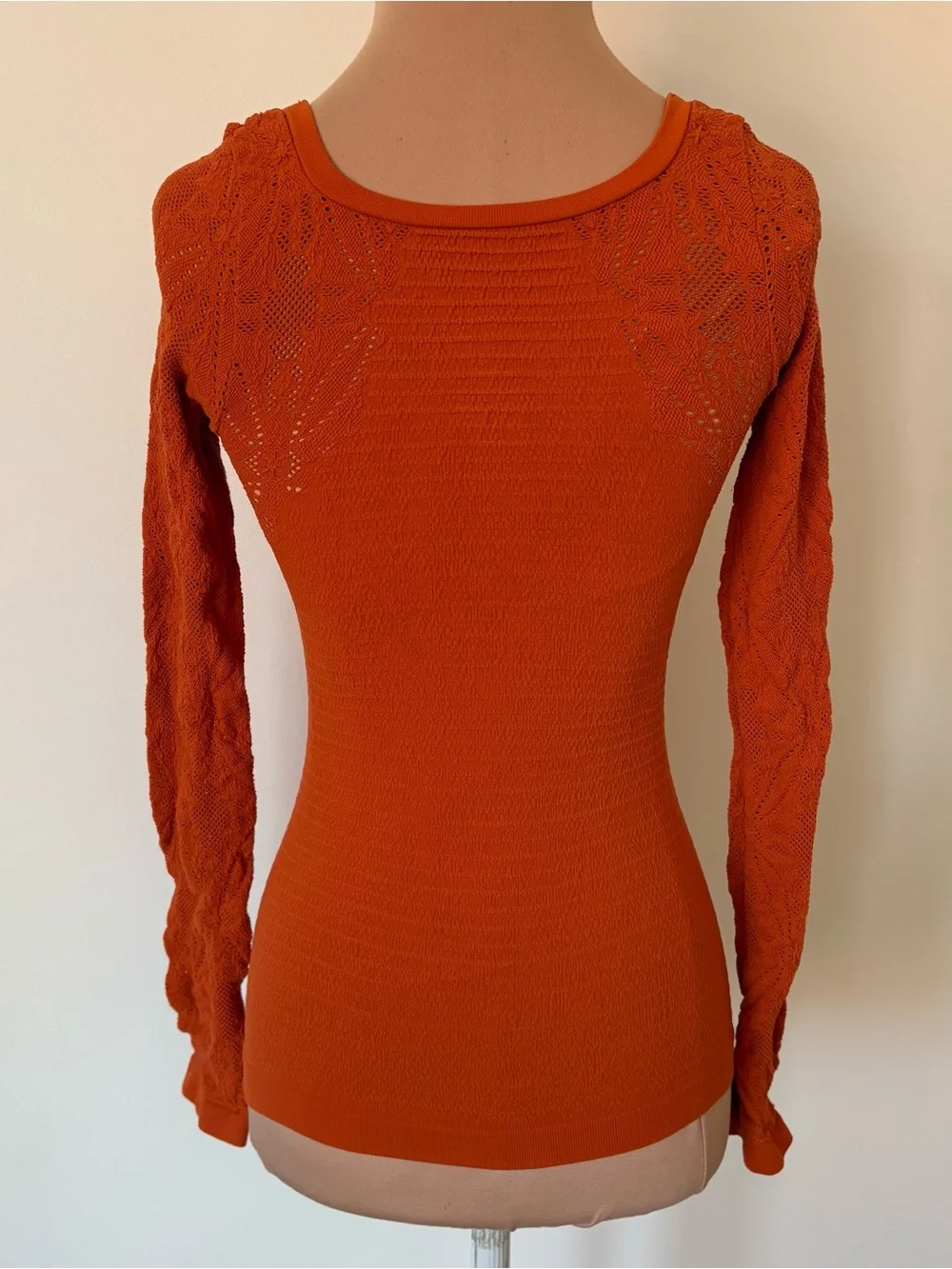 Free People Intimately So Many Likes Knit Long Sleeve Orange Seamless Top XS/S